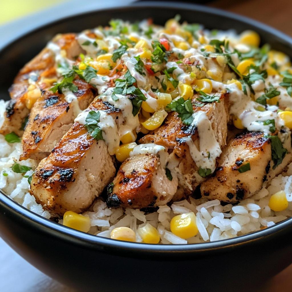 street corn chicken rice bowl