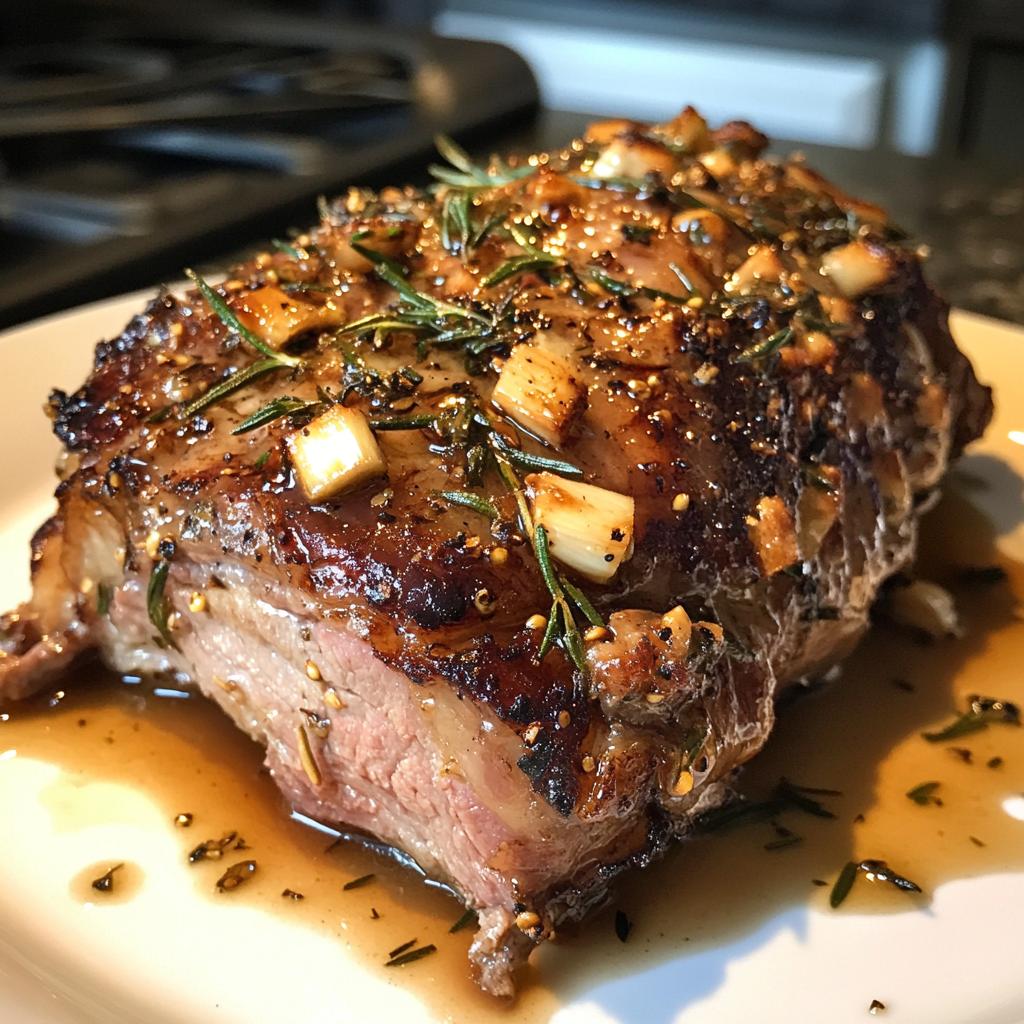 tender slow roasted lamb shoulder glazed with rosemary garlic and honey