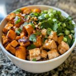 thai inspired chicken sweet potato peanut bowl recipe