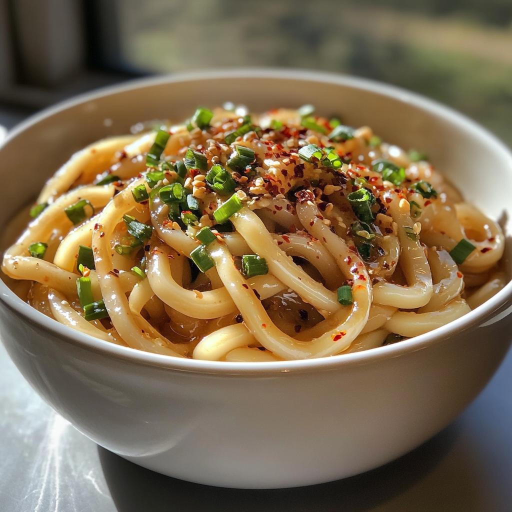 vegan garlic udon noodles