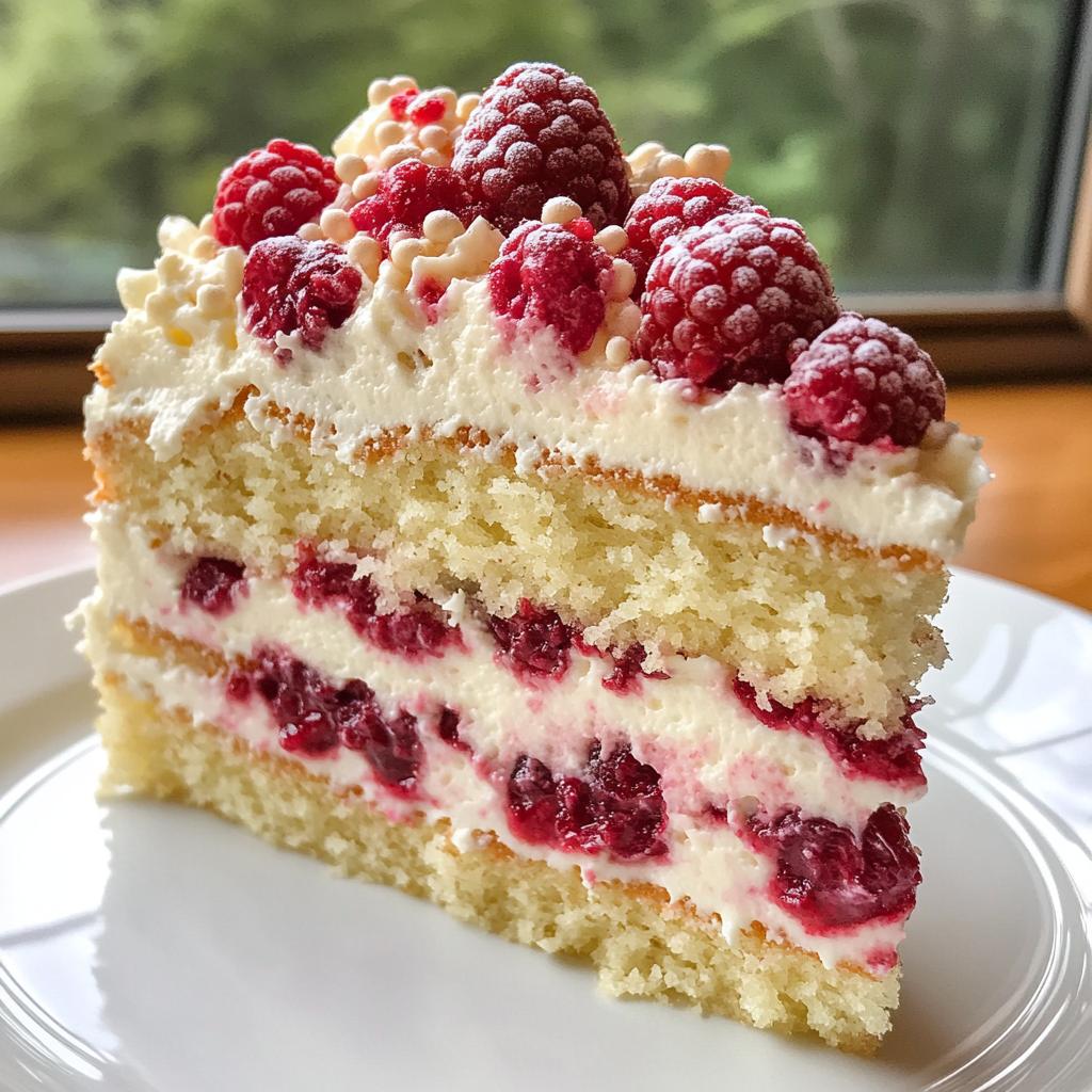 white chocolate raspberry dream cake - detail 1