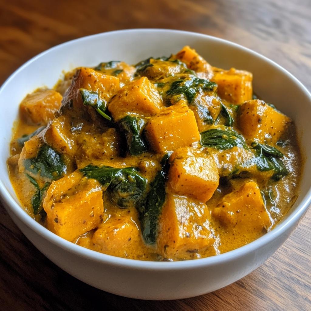 Butternut-Kürbis Curry mit Spinat - detail 1