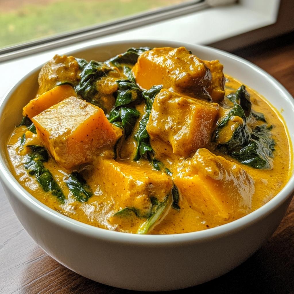 Butternut-Kürbis Curry mit Spinat