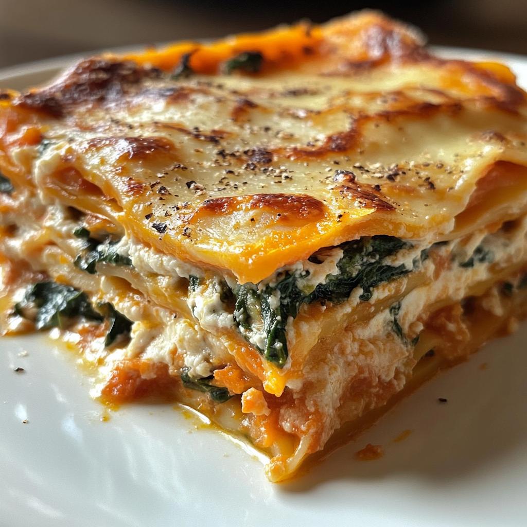 Butternut-Kürbis Lasagne mit Spinat