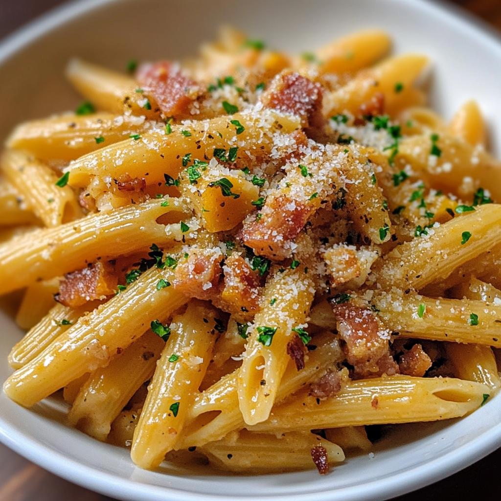 Butternut-Kürbis Pancetta Pasta