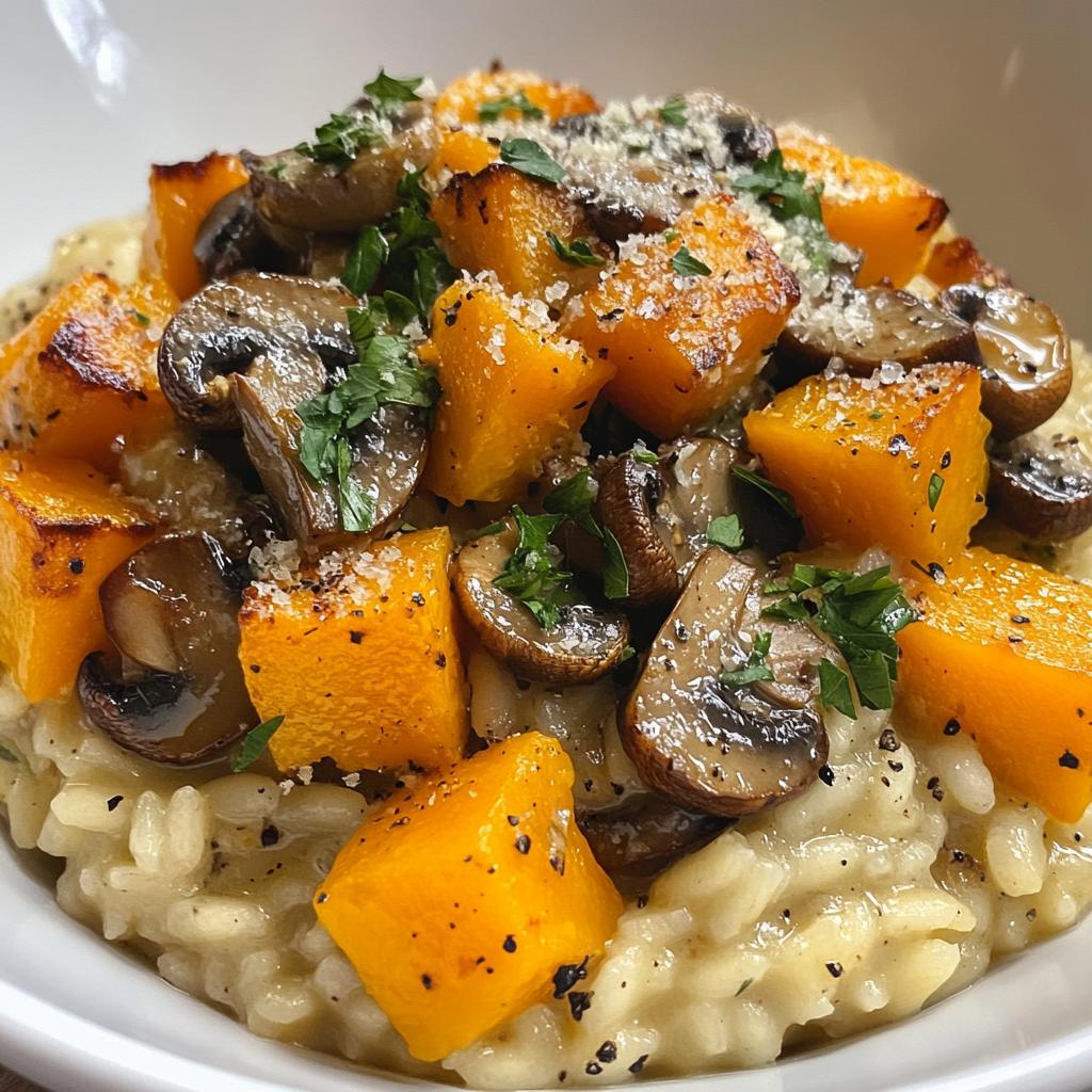Butternut-Kürbis Pilz-Risotto