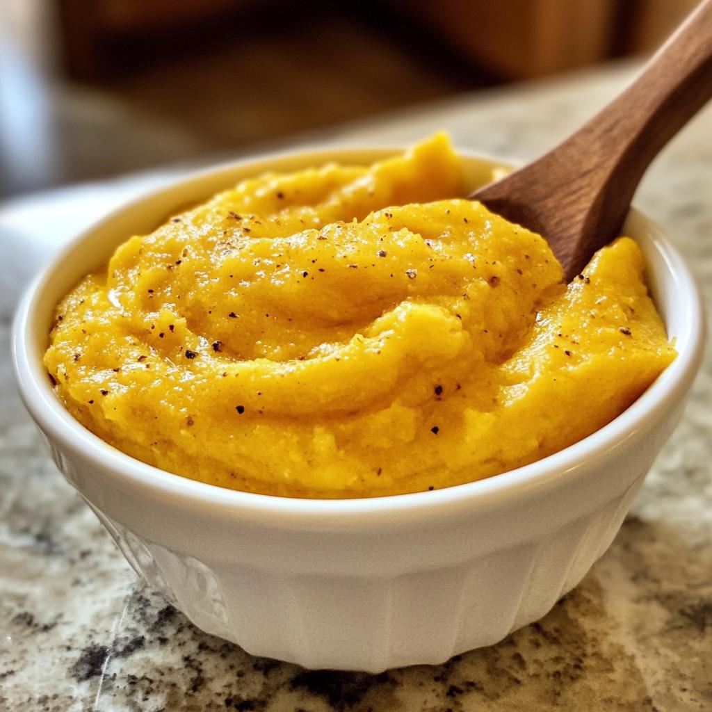 Butternut-Kürbis Püree mit Knoblauch