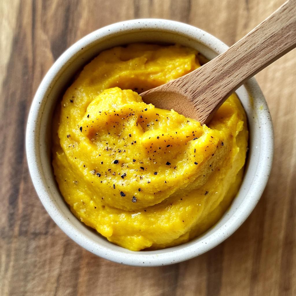 Butternut-Kürbis Püree mit geröstetem Knoblauch - detail 1