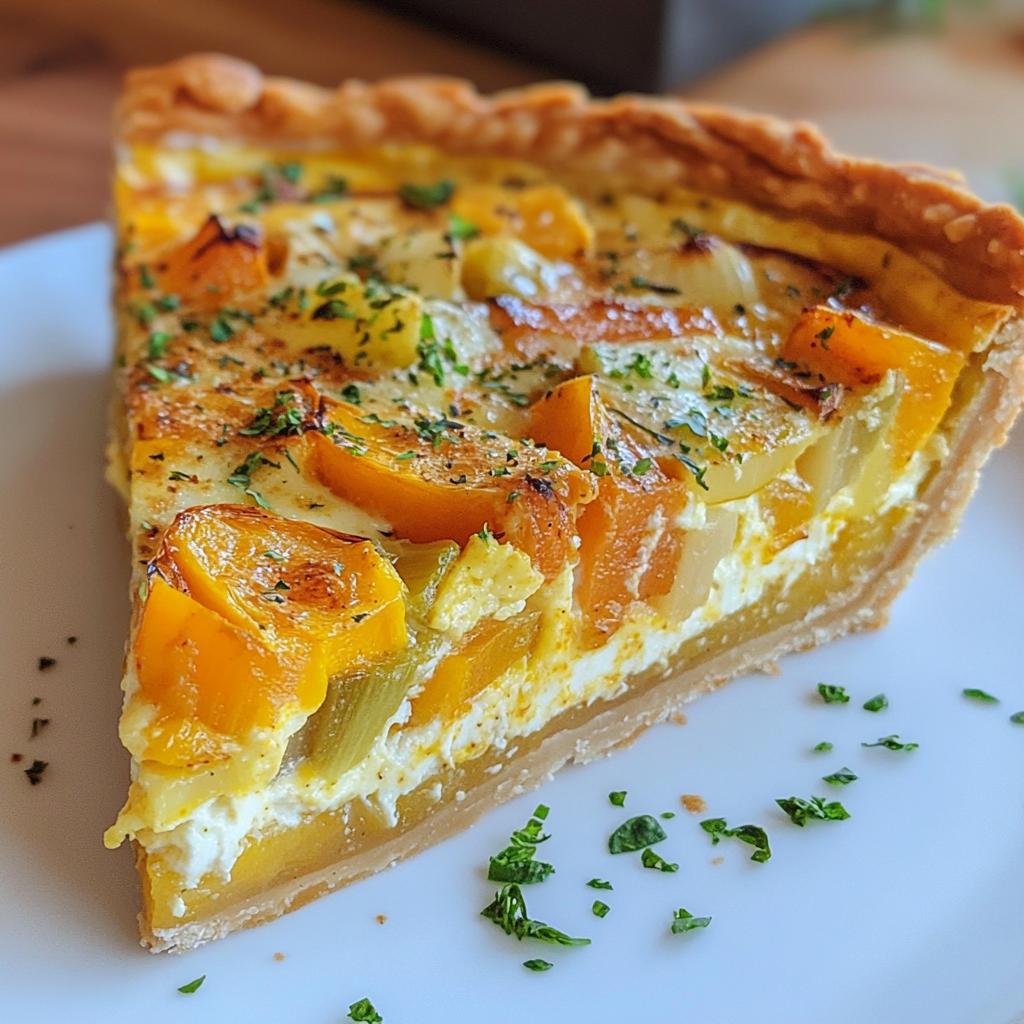 Butternut-Kürbis Quiche mit Lauch - detail 1