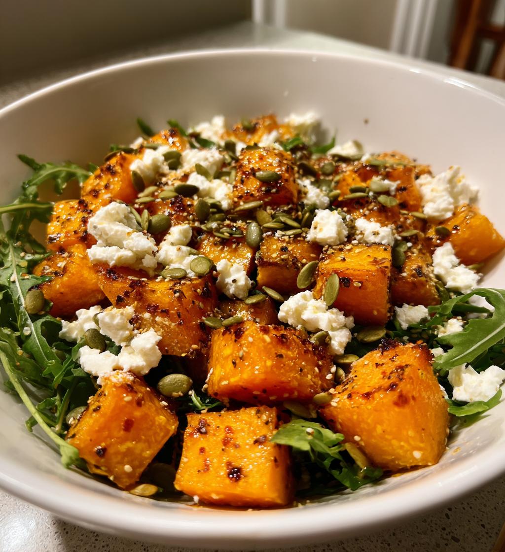 Butternut-Kürbis Salat mit Fetakäse