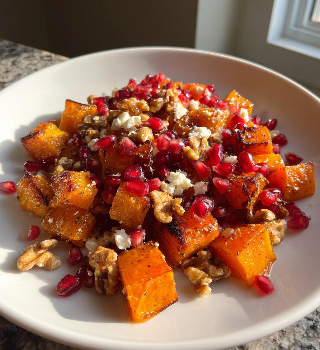 Butternut-Kürbis Salat mit Granatapfel