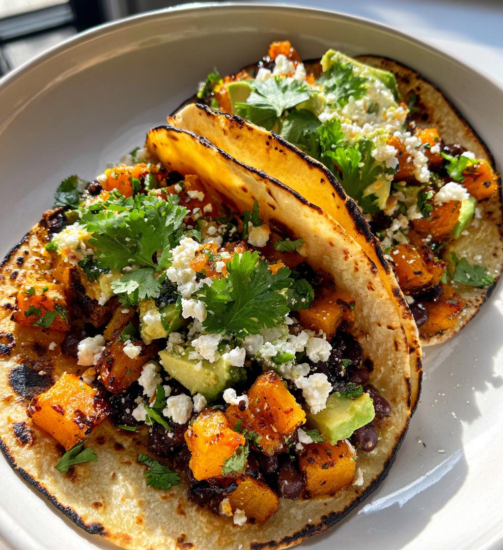 Butternut-Kürbis Tacos mit schwarzen Bohnen - detail 1