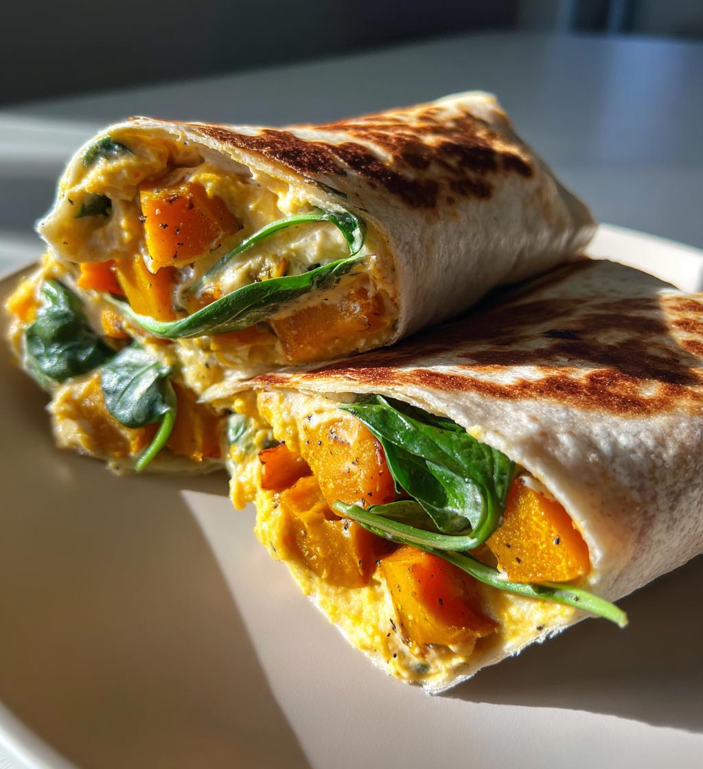 Butternut-Kürbis Wraps mit Hummus