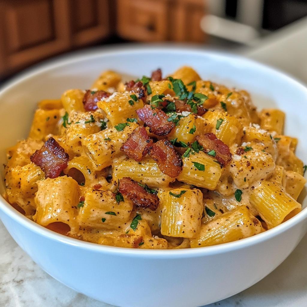 Butternut-Kürbis und Bacon Pasta