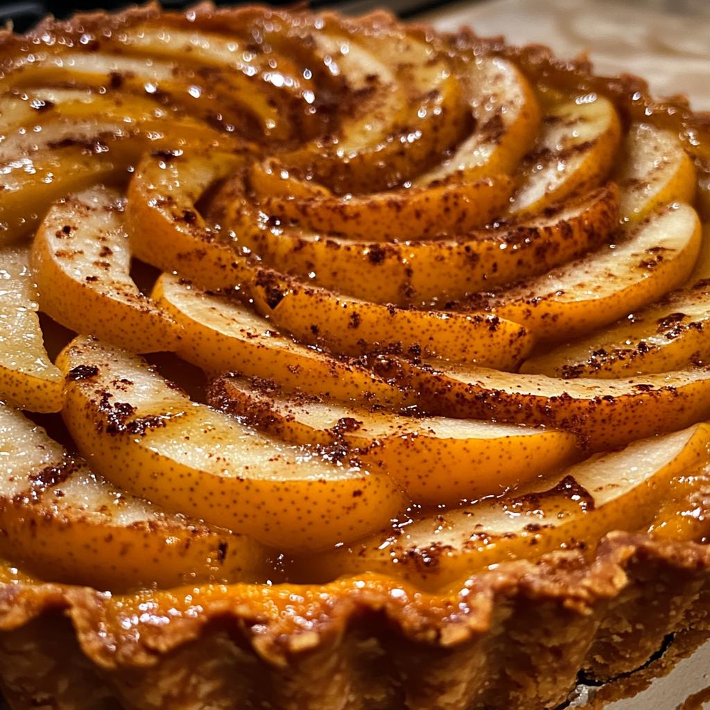 Butternut-Kürbis und Birnen Tarte