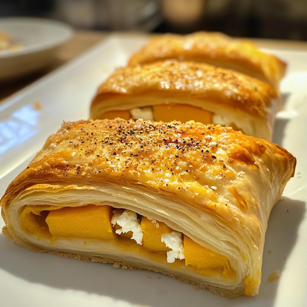 Butternut-Kürbis und Feta Rolls