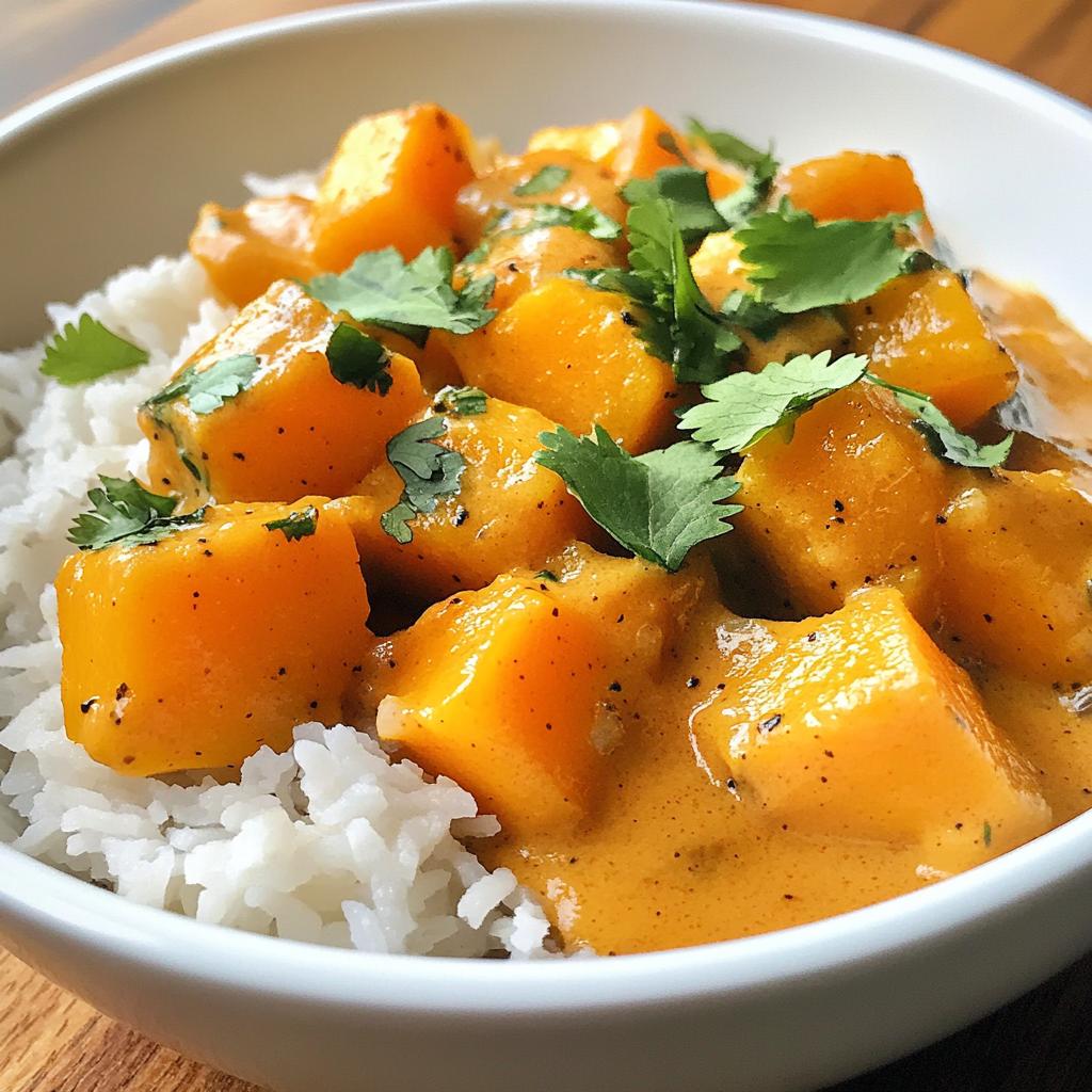 Butternut-Kürbis und Kokos Curry Bowl