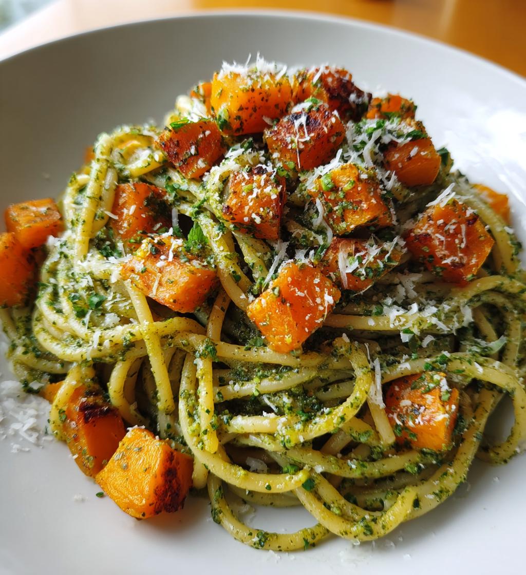 Butternut-Kürbis und Pesto Pasta - detail 1