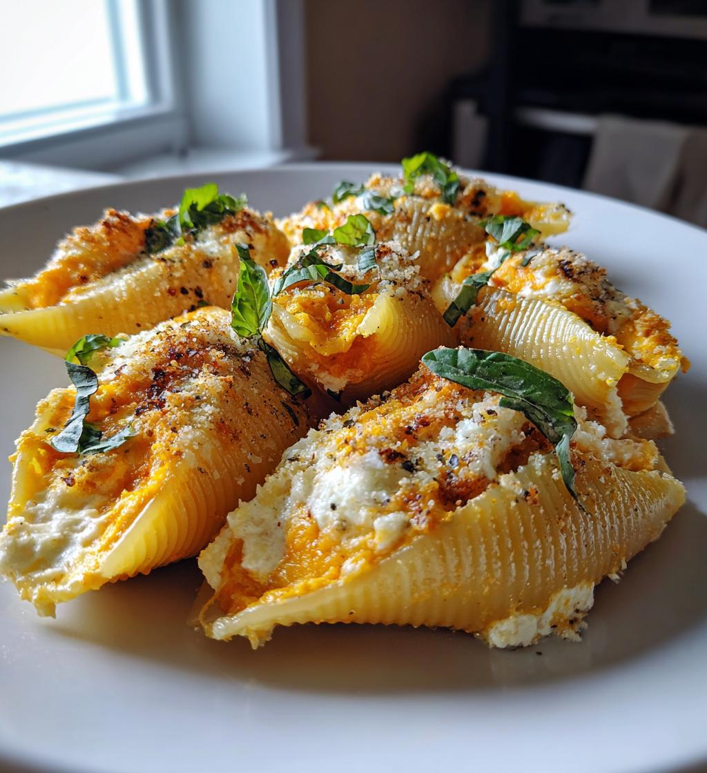 Butternut-Kürbis und Ricotta gefüllte Muscheln