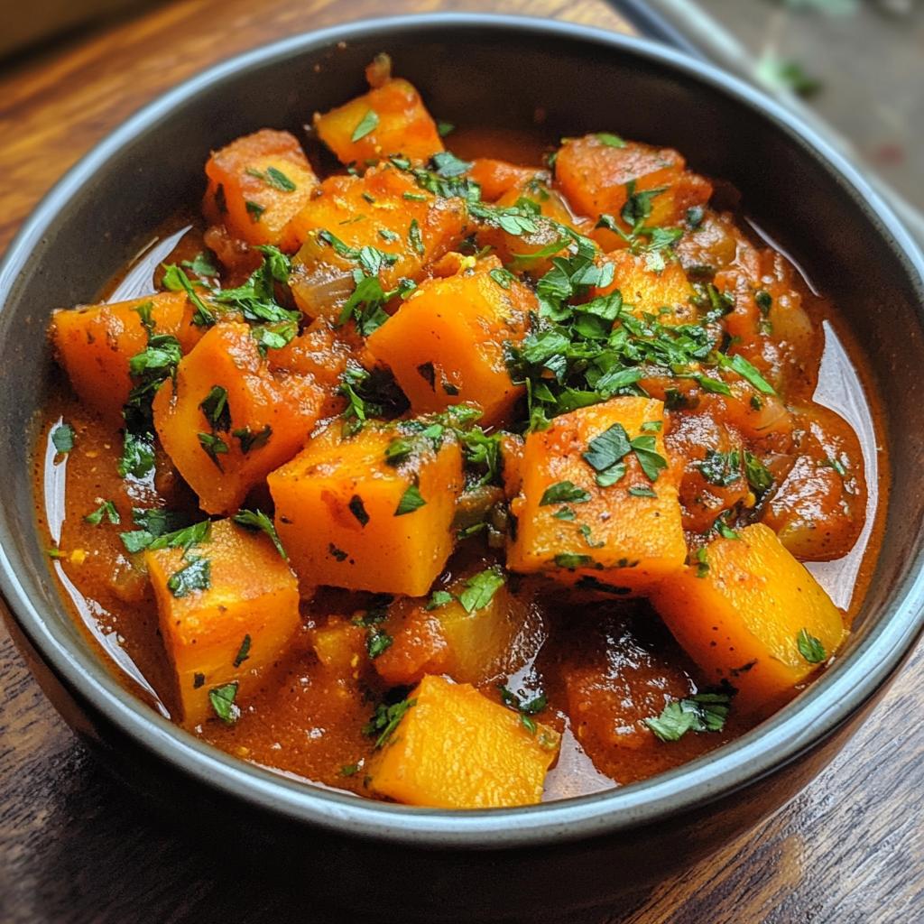 Butternut-Kürbis und Tomaten Eintopf