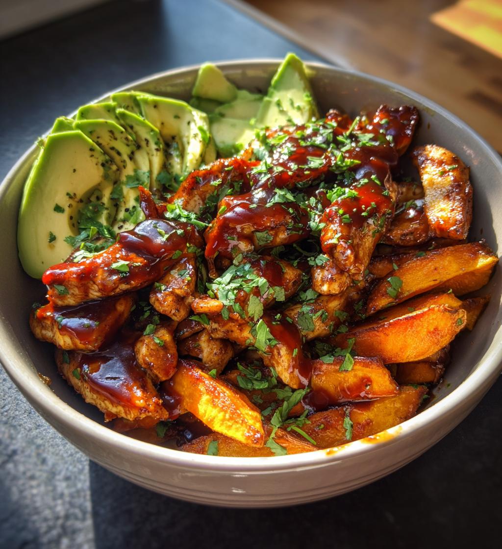 bbq chicken roasted sweet potato bowls