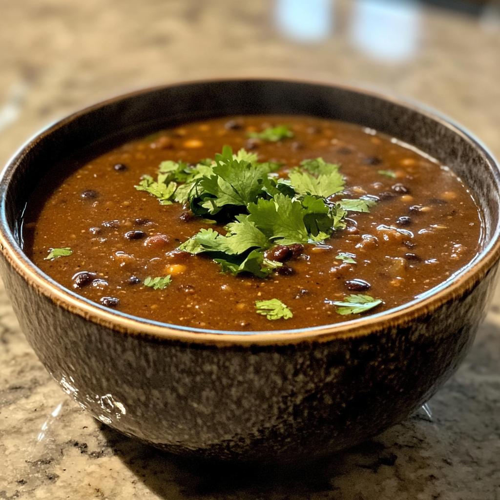 black bean and lentil soup - detail 1