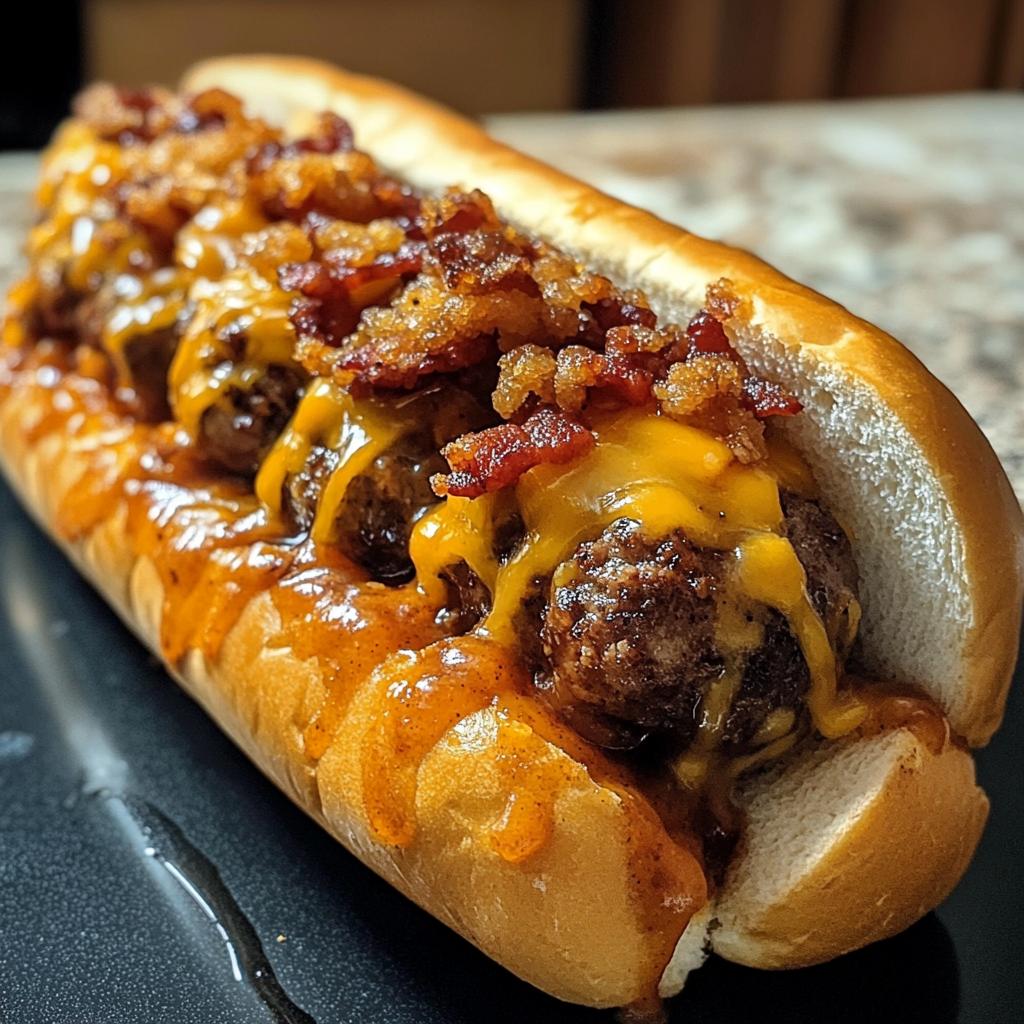 bourbon bbq bacon cheeseburger meatball subs