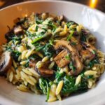 creamy spinach and mushroom orzo