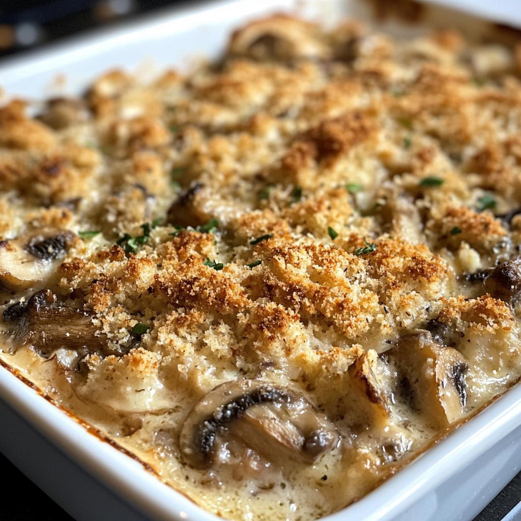 creamy turkey and mushroom casserole with parmesan breadcrumb topping recipe - detail 1
