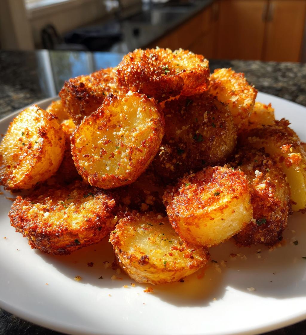 crispy garlic parmesan crusted potatoes