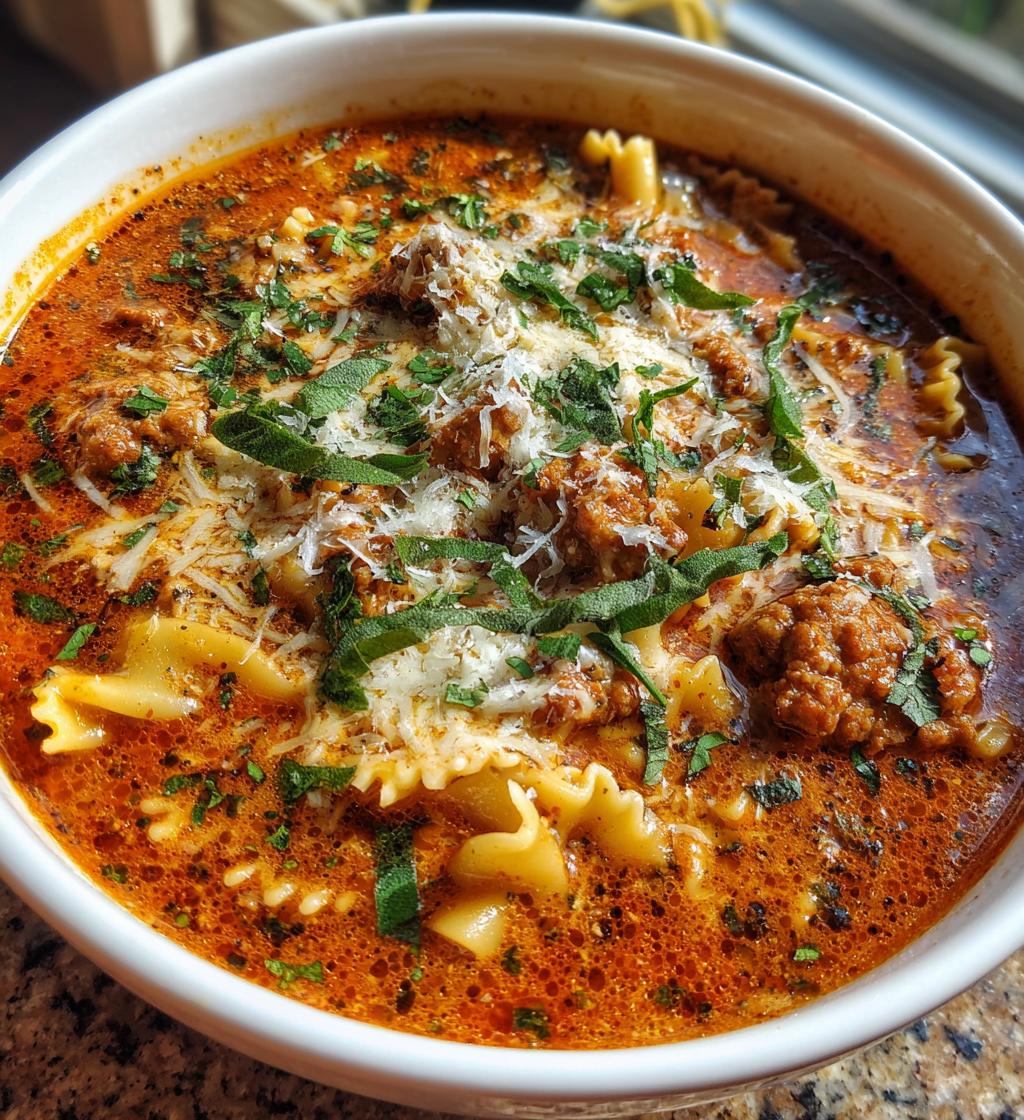 hearty italian sausage lasagna soup