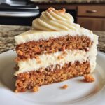 homemade carrot cake with creamy cheese frosting