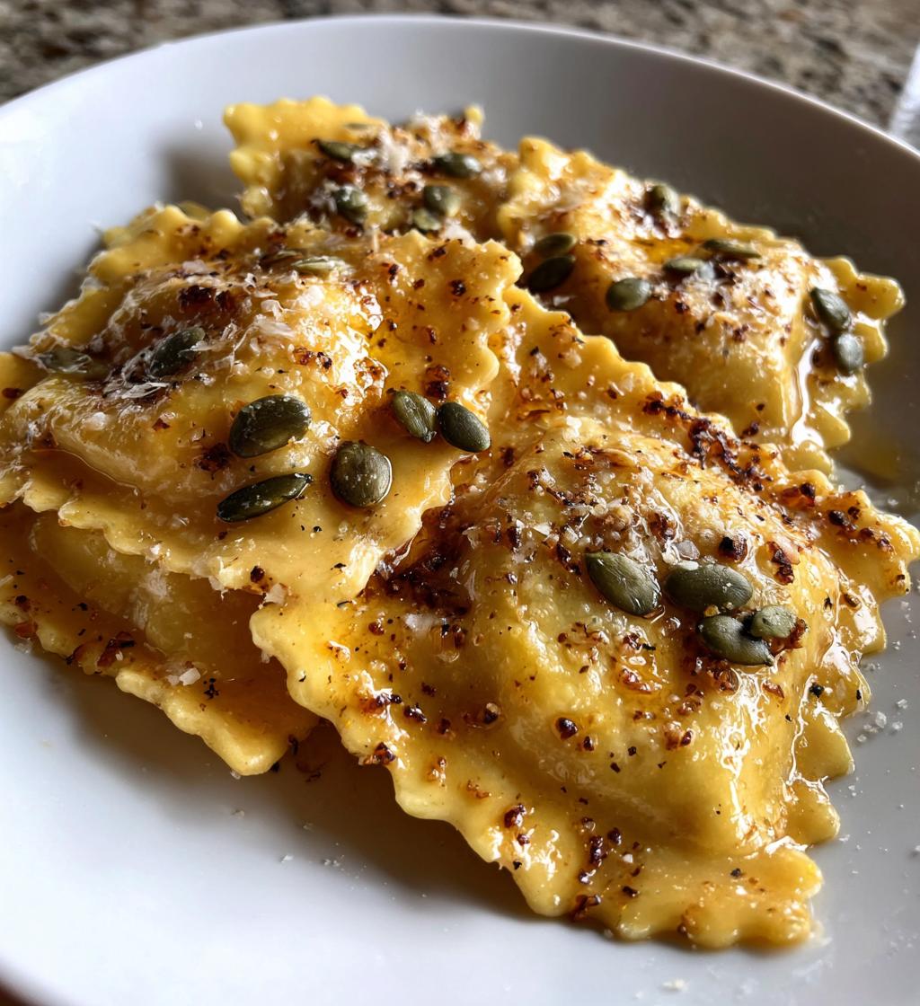 pumpkin ravioli with brown butter and toasted pumpkin seeds recipe - detail 1