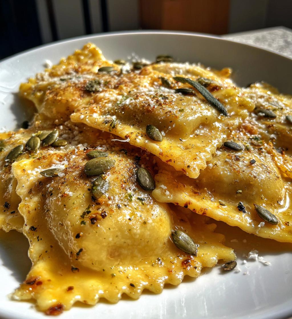 pumpkin ravioli with brown butter and toasted pumpkin seeds recipe