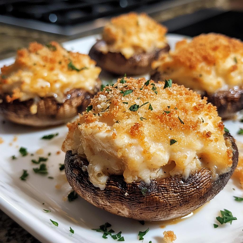 red lobster crab stuffed mushrooms - detail 1