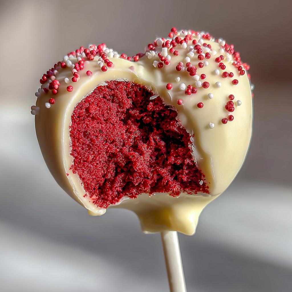 red velvet cake pops in heart shape