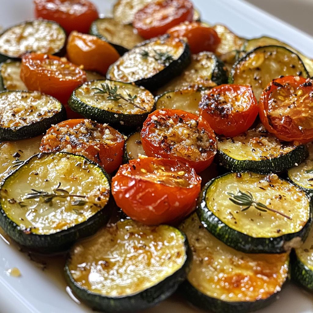 roasted garlic parmesan zucchini squash and tomatoes
