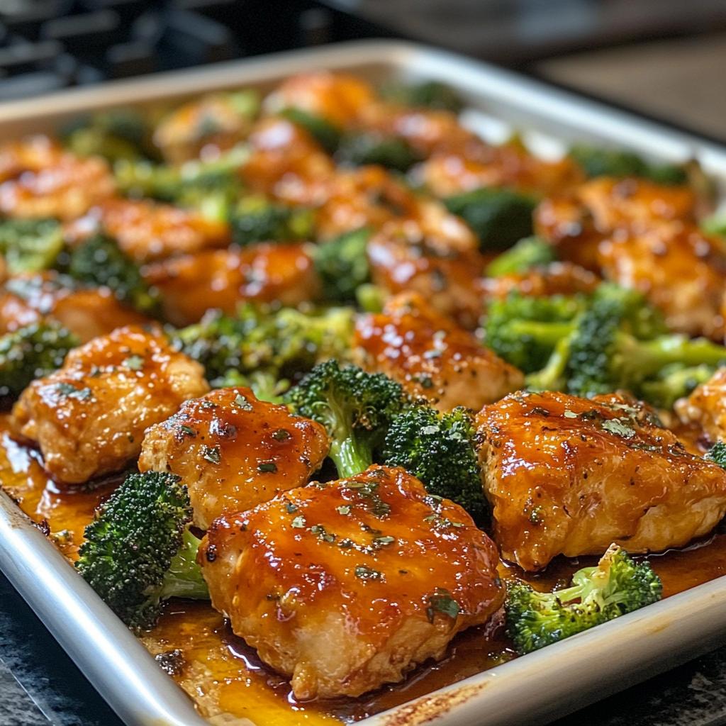 sheet pan honey buffalo chicken with broccoli - detail 1