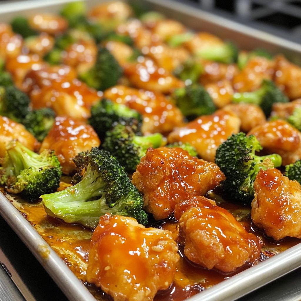 sheet pan honey buffalo chicken with broccoli