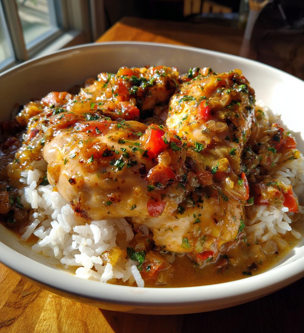 smothered chicken and rice