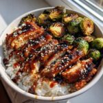teriyaki chicken bowls with crispy brussels