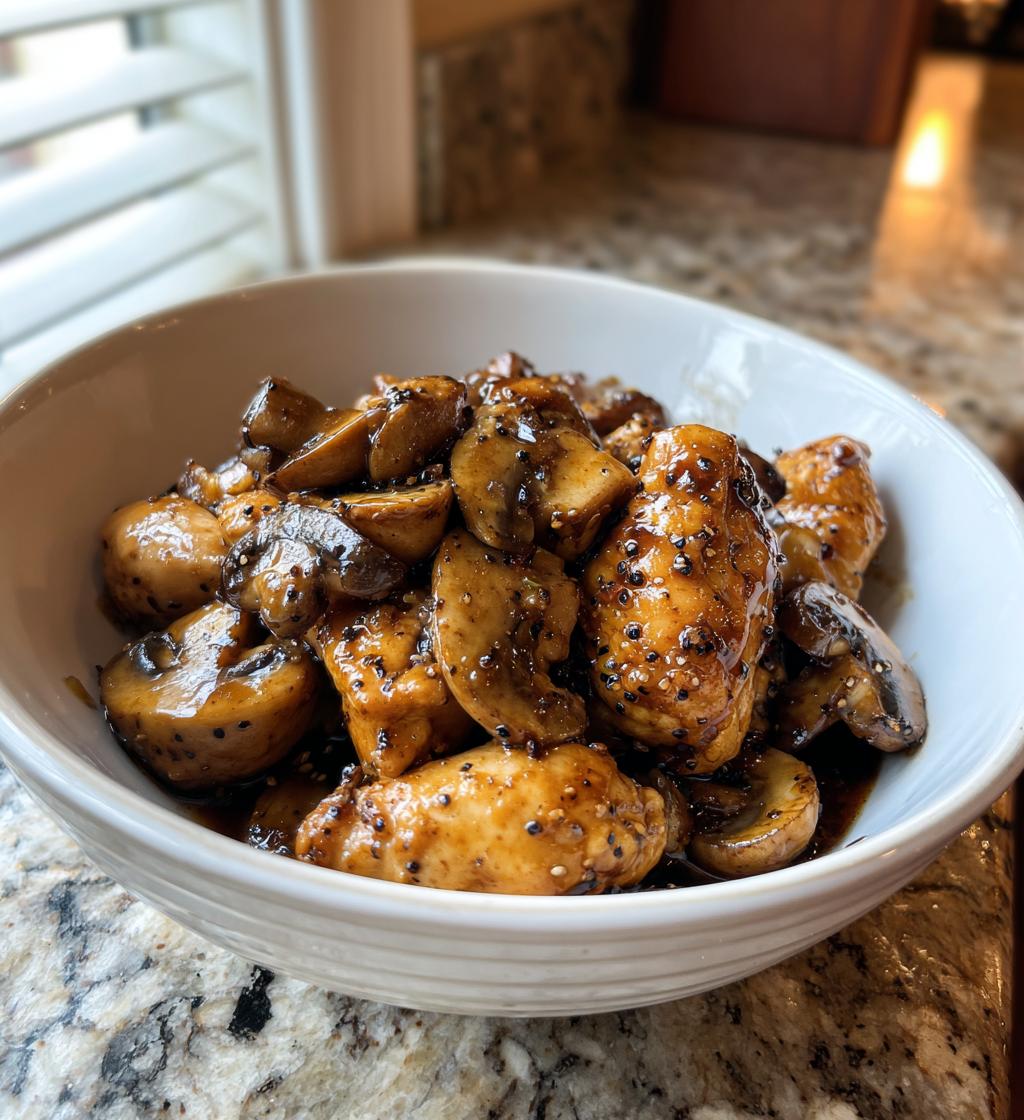 black pepper chicken with mushrooms