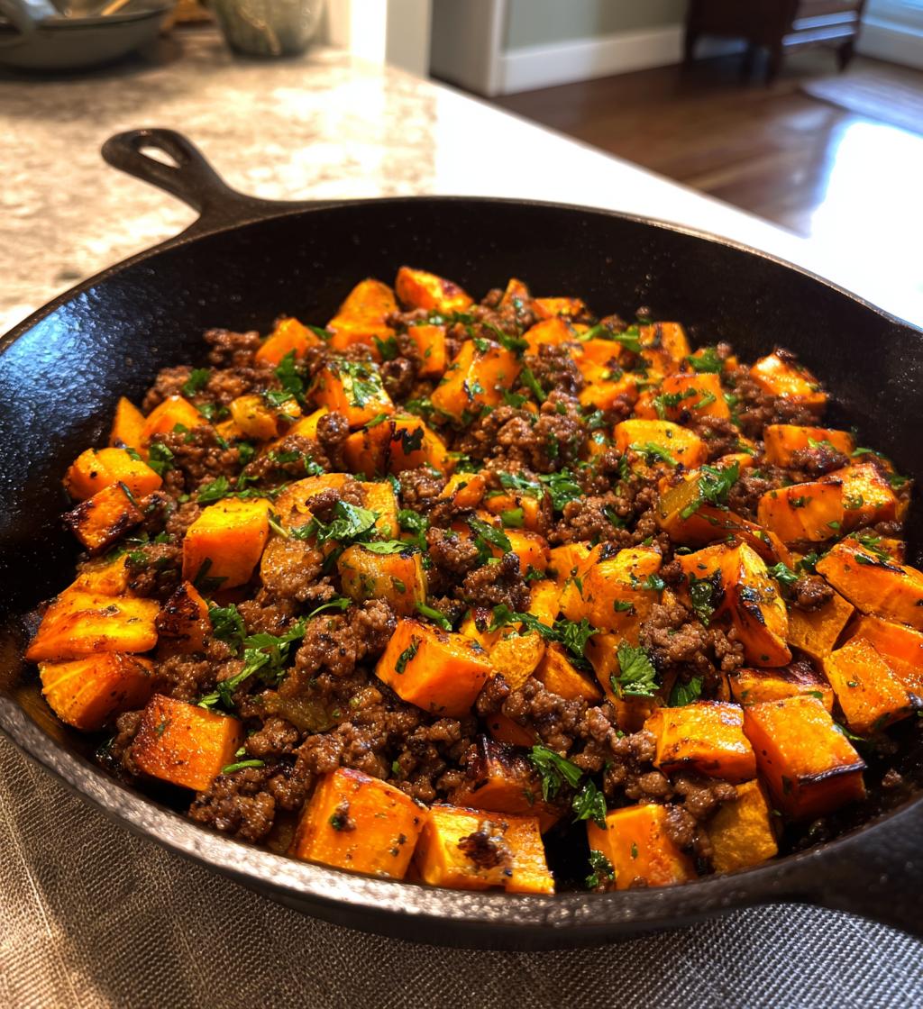 ground beef sweet potato skillet