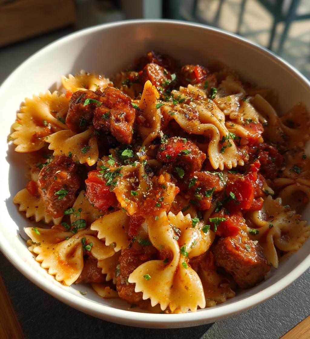 italian sausage with bow tie pasta